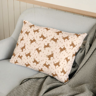 Little Brown Horses - on salmon pink.   Decorative Cushion