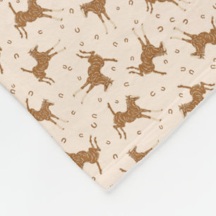 Little Brown Horses - on salmon pink.  Fleece Blanket