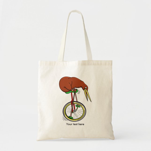 Little Brown Kiwi On A Red Unicycle Tote Bag (Front)