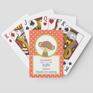 Little Brown Monkey with Pacifier Baby Shower Playing Cards