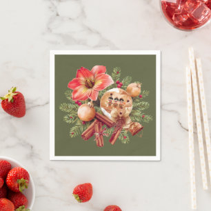 Little Brownies Gingerbread with Red Amaryllis Napkin