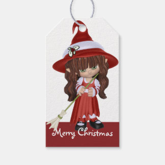 Little Brunette Christmas Witch - Gift Tags