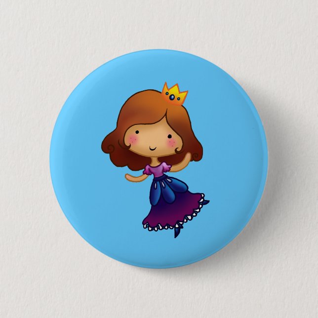 Little Brunette Princess 6 Cm Round Badge (Front)