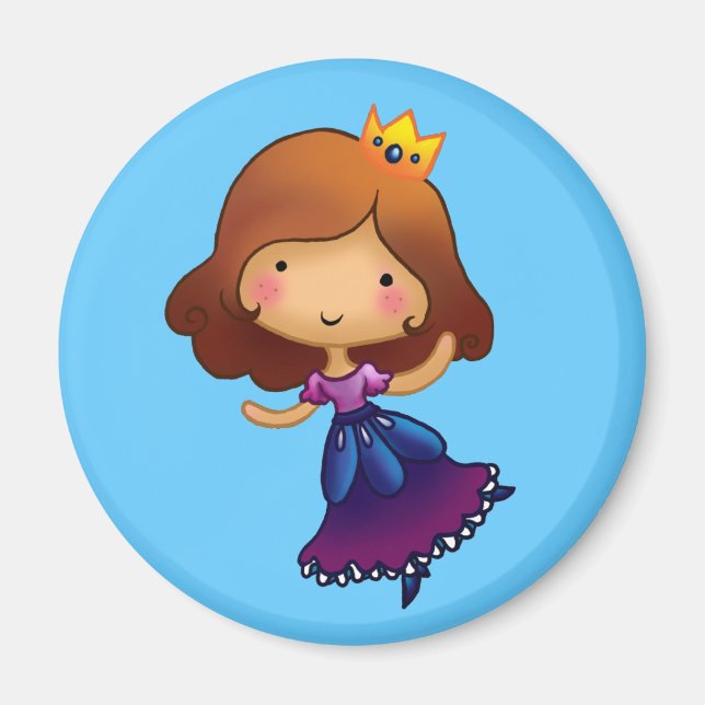 Little Brunette Princess Magnet (Front)