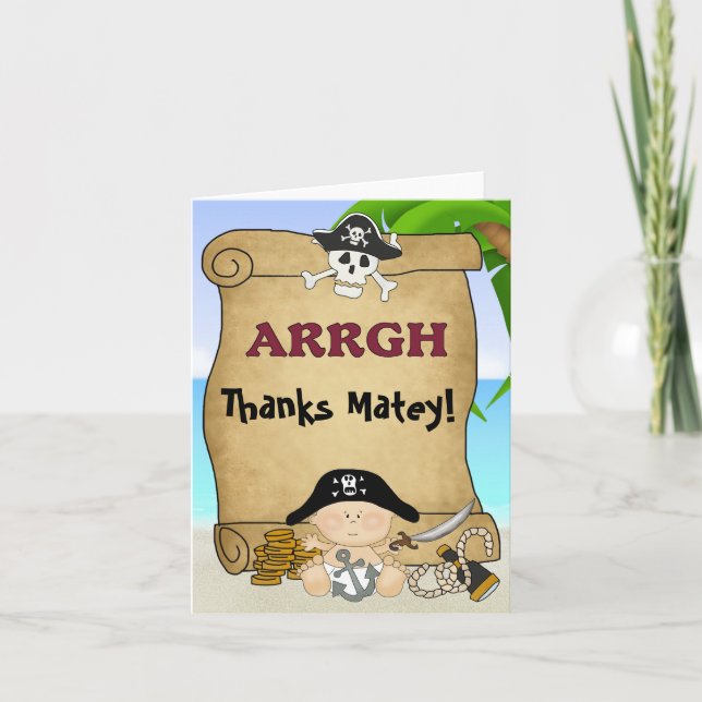 Little Buccaneer Pirate Thank You Card (Front)