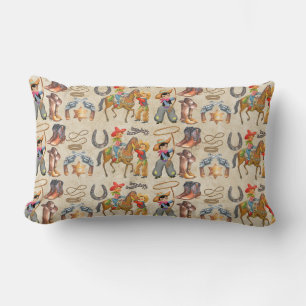  Little Buckaroo Cowboy Add Boy's Name 2 Sides Lumbar Cushion