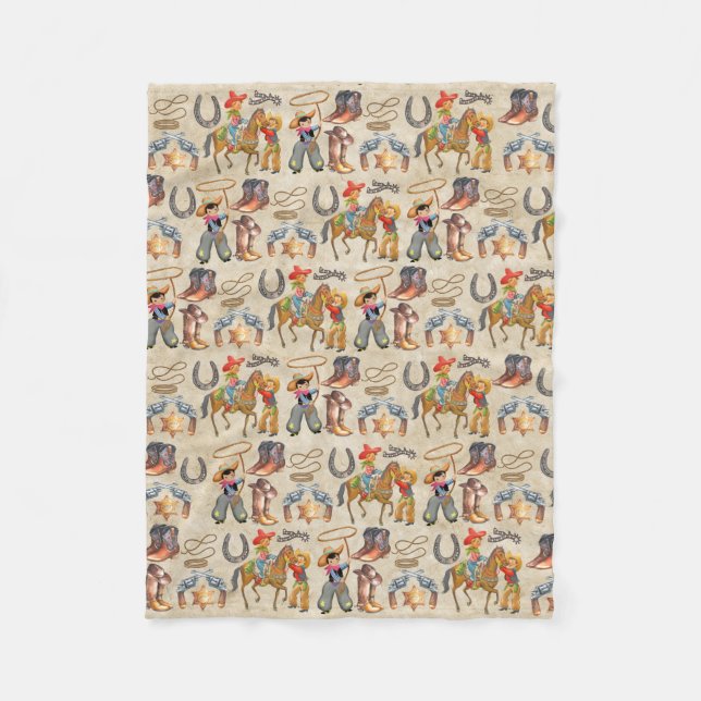 Little Buckaroo Cowboy Cosy Fleece Blanket (Front)