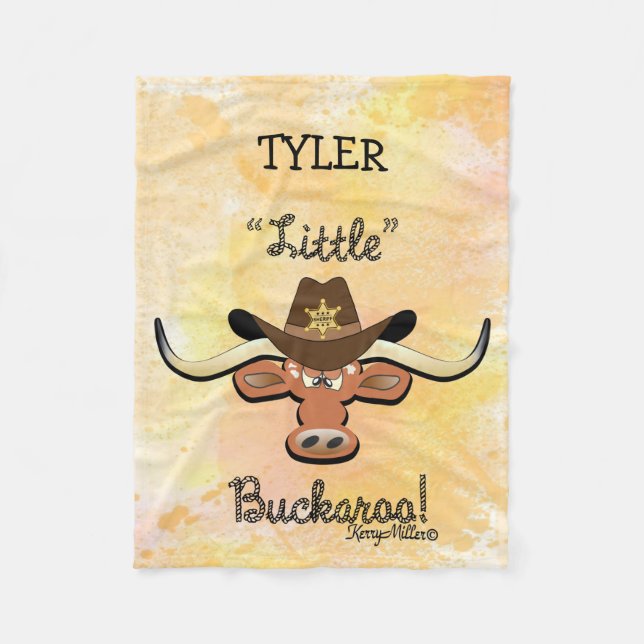 Little Buckaroo, Longhorn Steer Fleece Blanket (Front)
