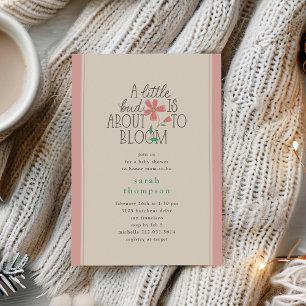 Little Bud Floral Hand Lettering Baby Shower Invitation