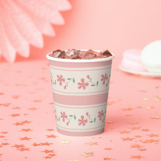 Little Bud Floral Hand Lettering Baby Shower Sign Paper Cups