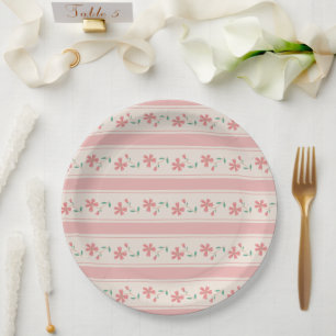 Little Bud Floral Hand Lettering Baby Shower Sign Paper Plate