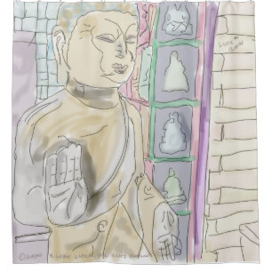 Little Buddha Shower Curtain by R. Leah OShell