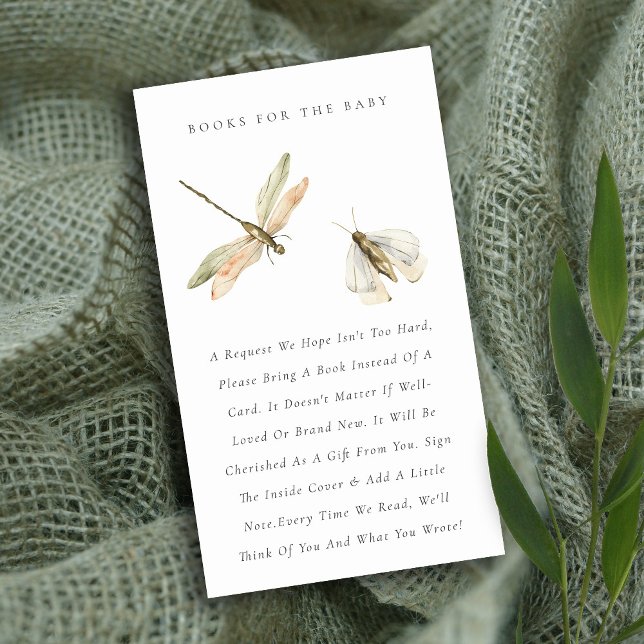 Little Bug Blue Dragonfly Books for Baby Shower Enclosure Card (Creator Uploaded)