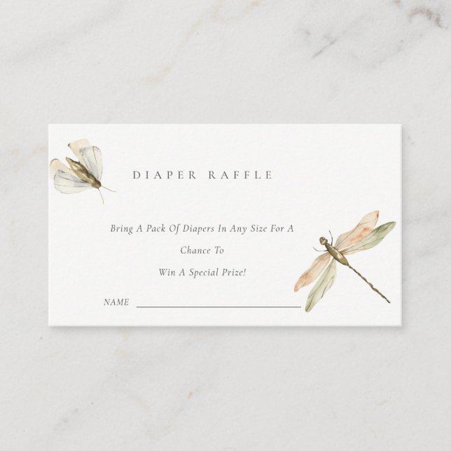 Little Bug Dragonfly Diaper Raffle Baby Shower Enclosure Card (Front)