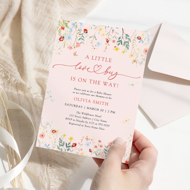 Little Bug Garden Blush Pink Baby Shower Invitation (Creator Uploaded)
