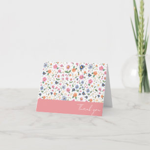 Little bugs and Floral Pattern Thank You Card