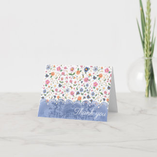 Little bugs and Floral Pattern Thank You Card