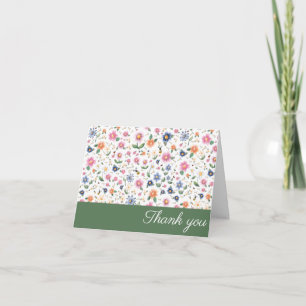 Little bugs and Floral Pattern Thank You Card