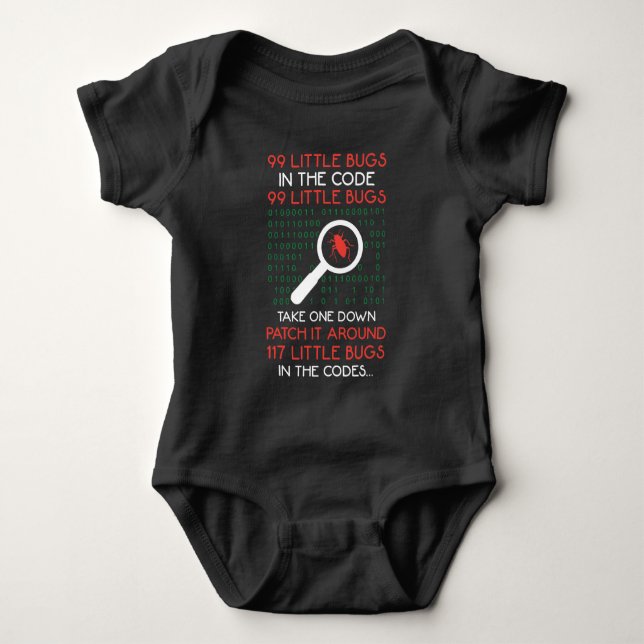 Little Bugs In The Code Programmer Computer Nerd Baby Bodysuit (Front)