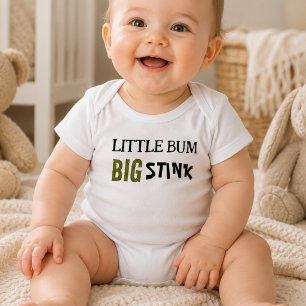 Little Bum Big Stink Funny Saying Baby  Bodysuit