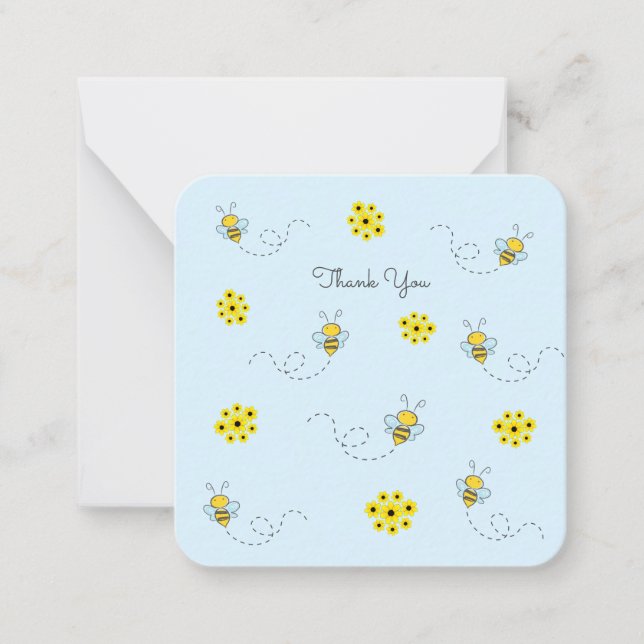 Little Bumble Bee Mini Thank You Note Card (Front)