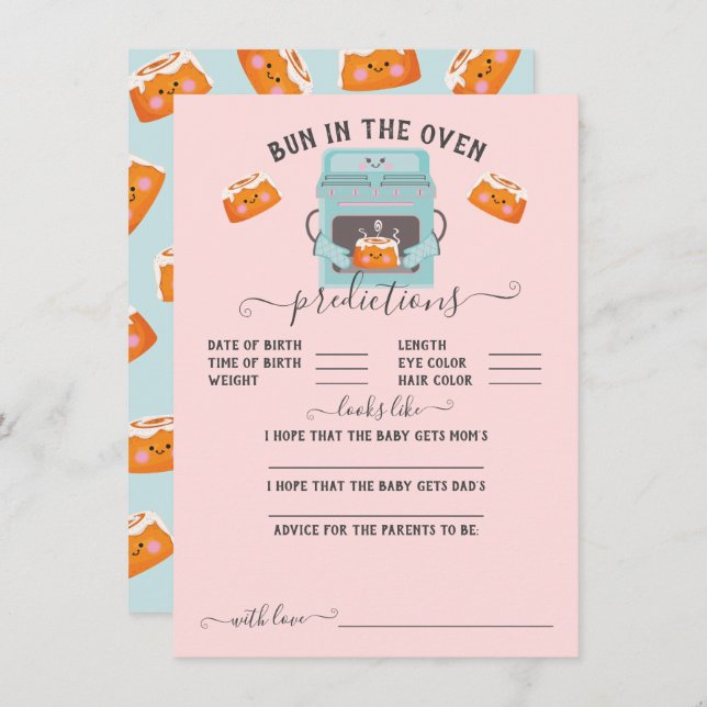 Little Bun in the Oven Baby Predictions Game Invitation (Front/Back)