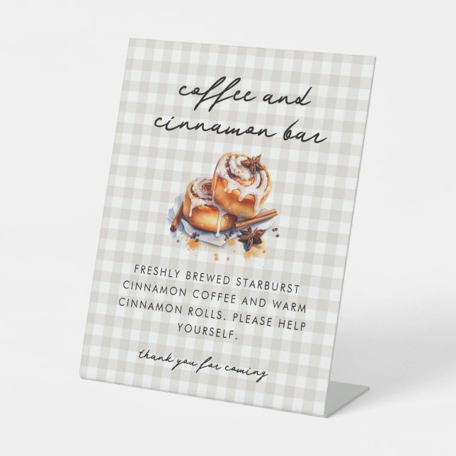 Little Bun in the Oven Baby Shower Coffee Bar  Pedestal Sign (Front)