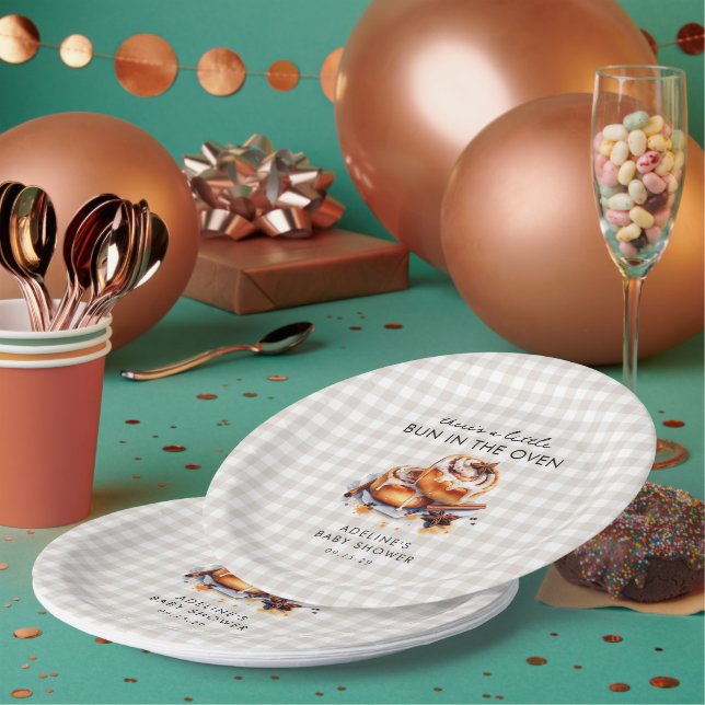 Little Bun in the Oven Baby Shower  Paper Plate (Multi)