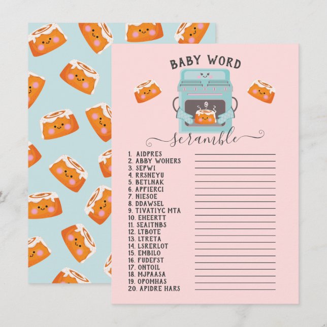 Little Bun in the Oven Baby Word Scramble Invitation (Front/Back)