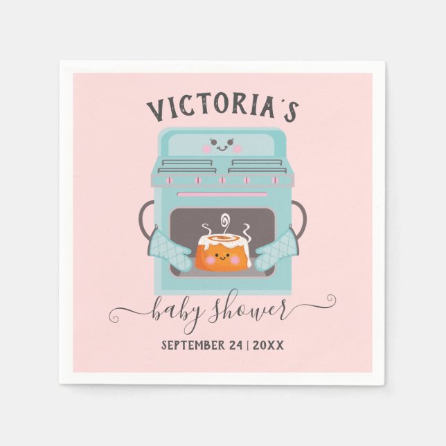 Little Bun in the Oven boy or girl baby shower Napkin (Front)