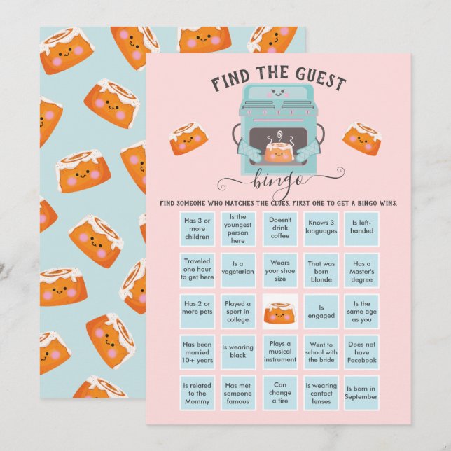 Little Bun in the Oven Find the Guest BINGO Invitation (Front/Back)