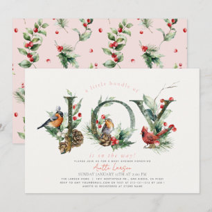 Little Bundle of Joy Birds Pink Girl Baby Shower Invitation