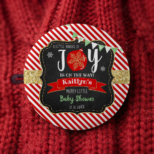 "Little Bundle Of Joy" Christmas Baby Shower 6 Cm Round Badge