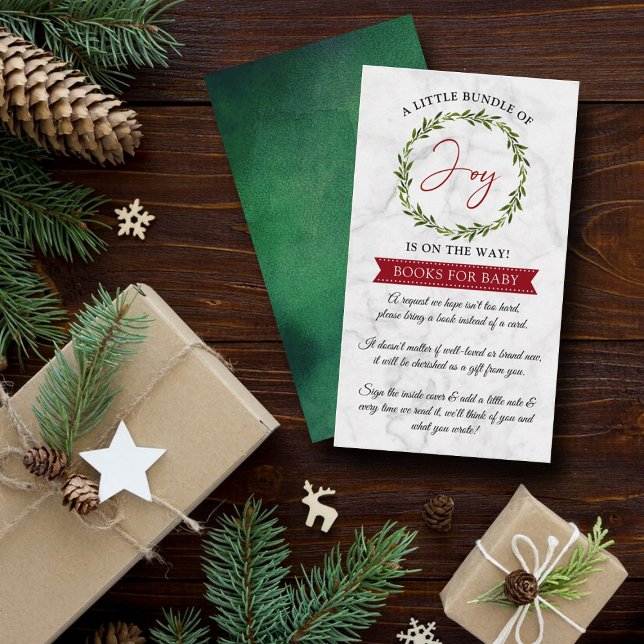 Little Bundle Of Joy Christmas Baby Shower Book Enclosure Card (Creator Uploaded)