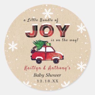 Little Bundle of Joy   Christmas Baby Shower Classic Round Sticker
