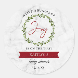 Little Bundle Of Joy Christmas Baby Shower Classic Round Sticker
