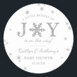 Little Bundle Of Joy Christmas Baby Shower Classic Round Sticker<br><div class="desc">Celebrate in style with these trendy baby shower stickers. The design is easy to personalise with your own wording and your family and friends will be thrilled when they see these fabulous stickers.</div>