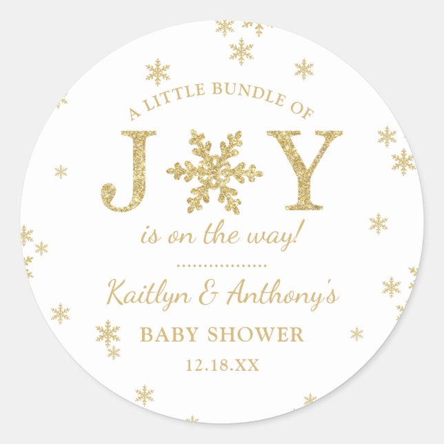 Little Bundle Of Joy Christmas Baby Shower Classic Round Sticker (Front)