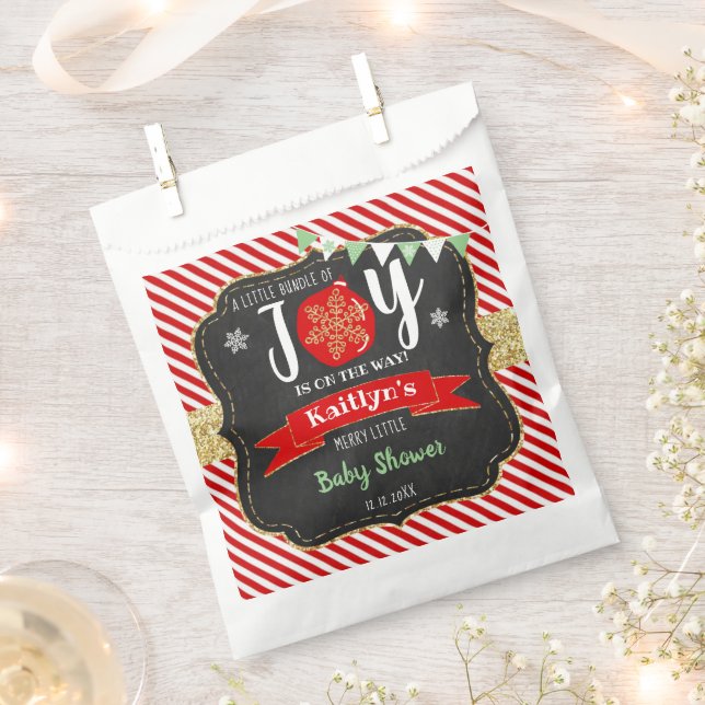 "Little Bundle Of Joy" Christmas Baby Shower Favour Bags (Clipped)