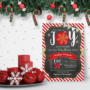 "Little Bundle Of Joy" Christmas Baby Shower Invitation
