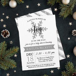 Little Bundle Of Joy Christmas Baby Shower Invitation