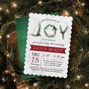 Little Bundle Of Joy Christmas Baby Shower Invitation