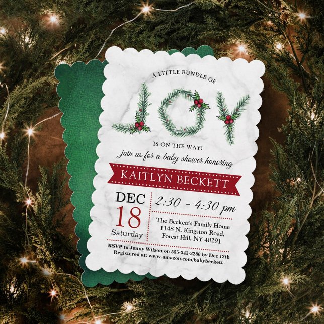Little Bundle Of Joy Christmas Baby Shower Invitation (Creator Uploaded)