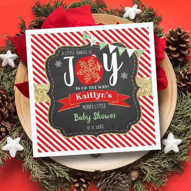 "Little Bundle Of Joy" Christmas Baby Shower Napkin (Creator Uploaded)