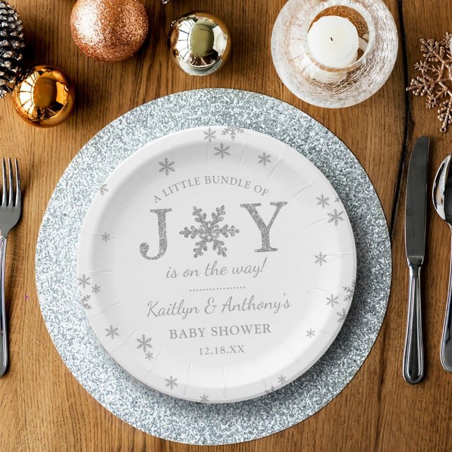 Little Bundle Of Joy Christmas Baby Shower Paper Plate (Creator Uploaded)