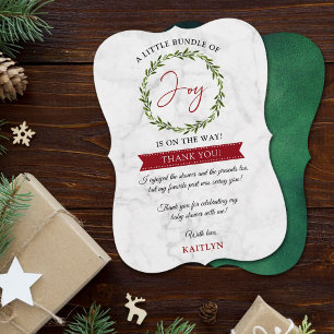 Little Bundle Of Joy Christmas Baby Shower Thank You Card