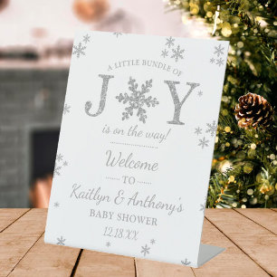 Little Bundle Of Joy Christmas Baby Shower Welcome Pedestal Sign