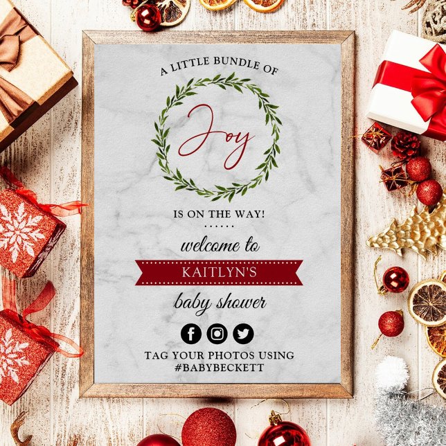 Little Bundle Of Joy Christmas Baby Shower Welcome Poster (Creator Uploaded)