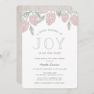 Little Bundle of Joy Pink Pine Cone Baby Shower Invitation