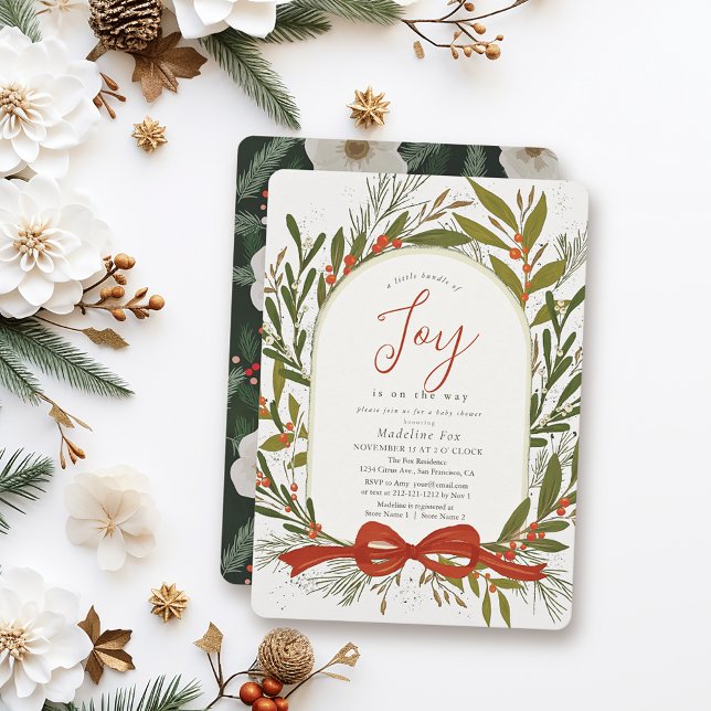 Little Bundle of Joy wreath Girl Baby Shower Invitation (Creator Uploaded)